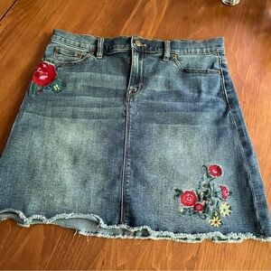 J. Crew Factory Embroidered Denim Pencil Skirt - size 6